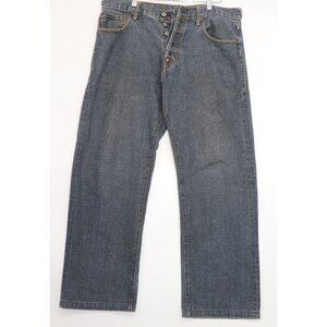 Evisu Japan Indigo Wide Leg Denim Button Fly Jeans 36x30 100% Cotton Classic Fit